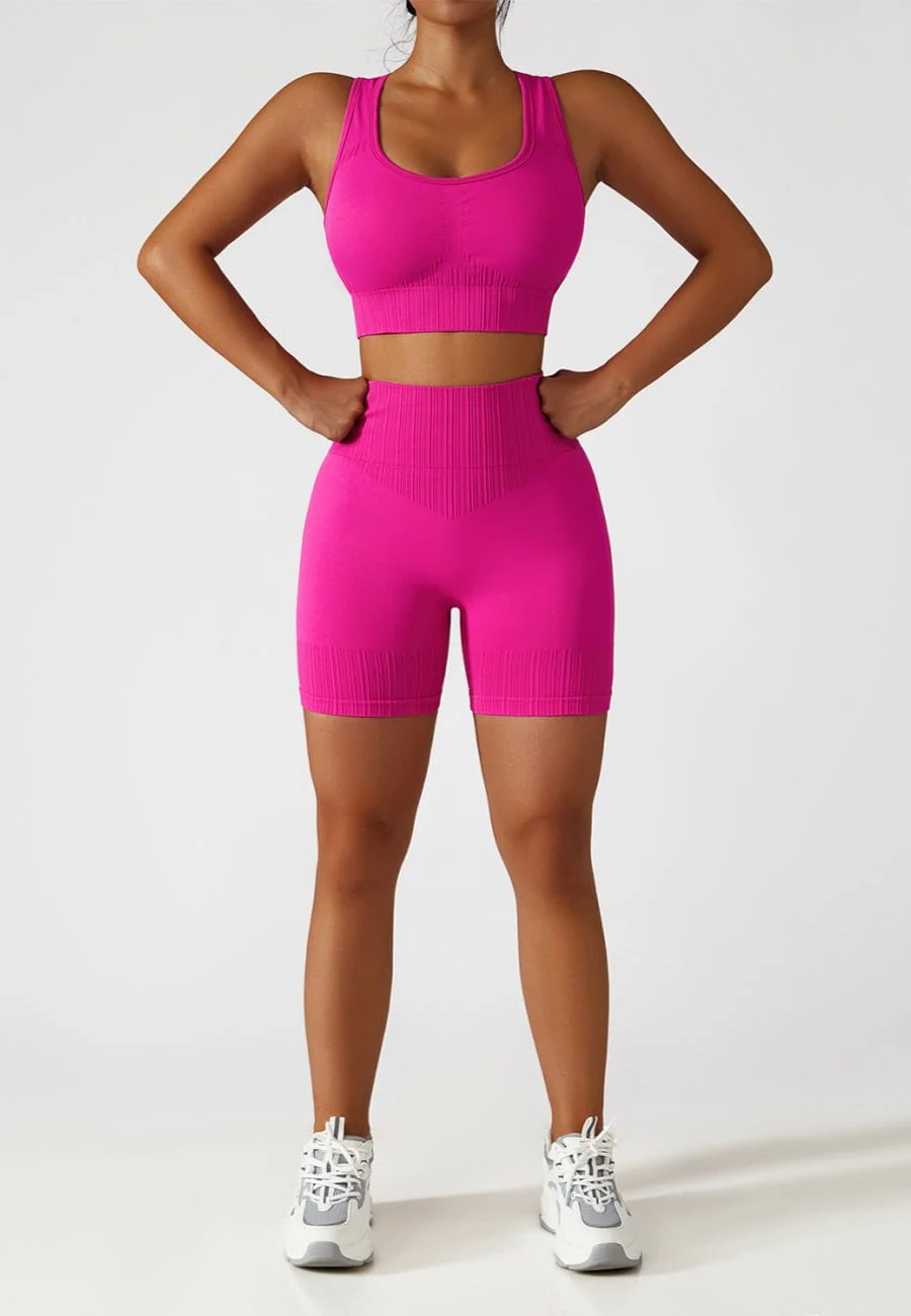 Racerback Sports Bra & Sculpting High Waist Shorts Set - Image 26