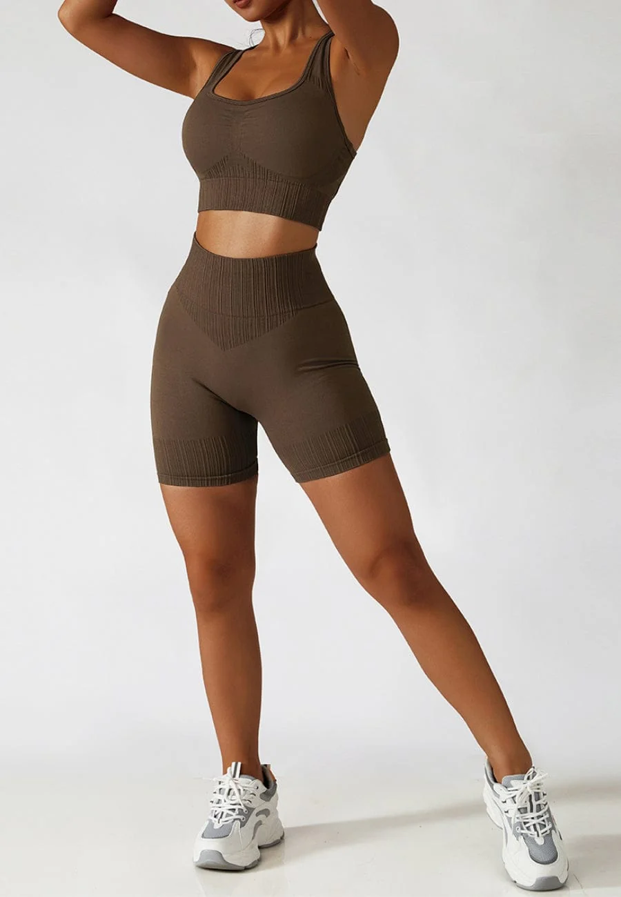 Racerback Sports Bra & Sculpting High Waist Shorts Set - Image 6