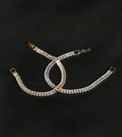 Rectangular Crystal Tennis Bracelet - Image 2