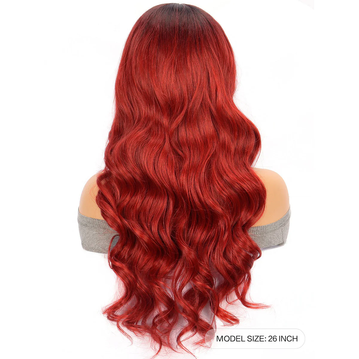 Red Large Wave Long Curly Hair Chemical Fiber Head Cover - Image 2