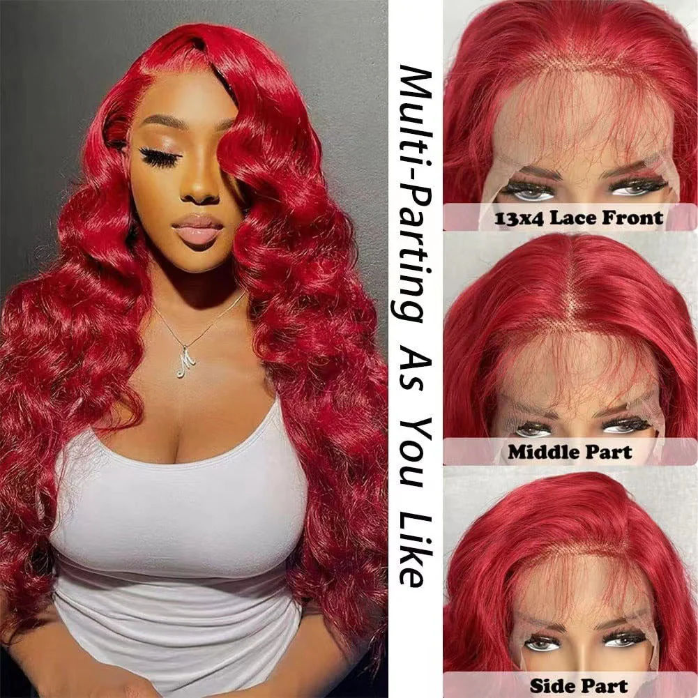 Red Long Curly Hair Big Wave Fluffy Lace Hair Cover - Image 8