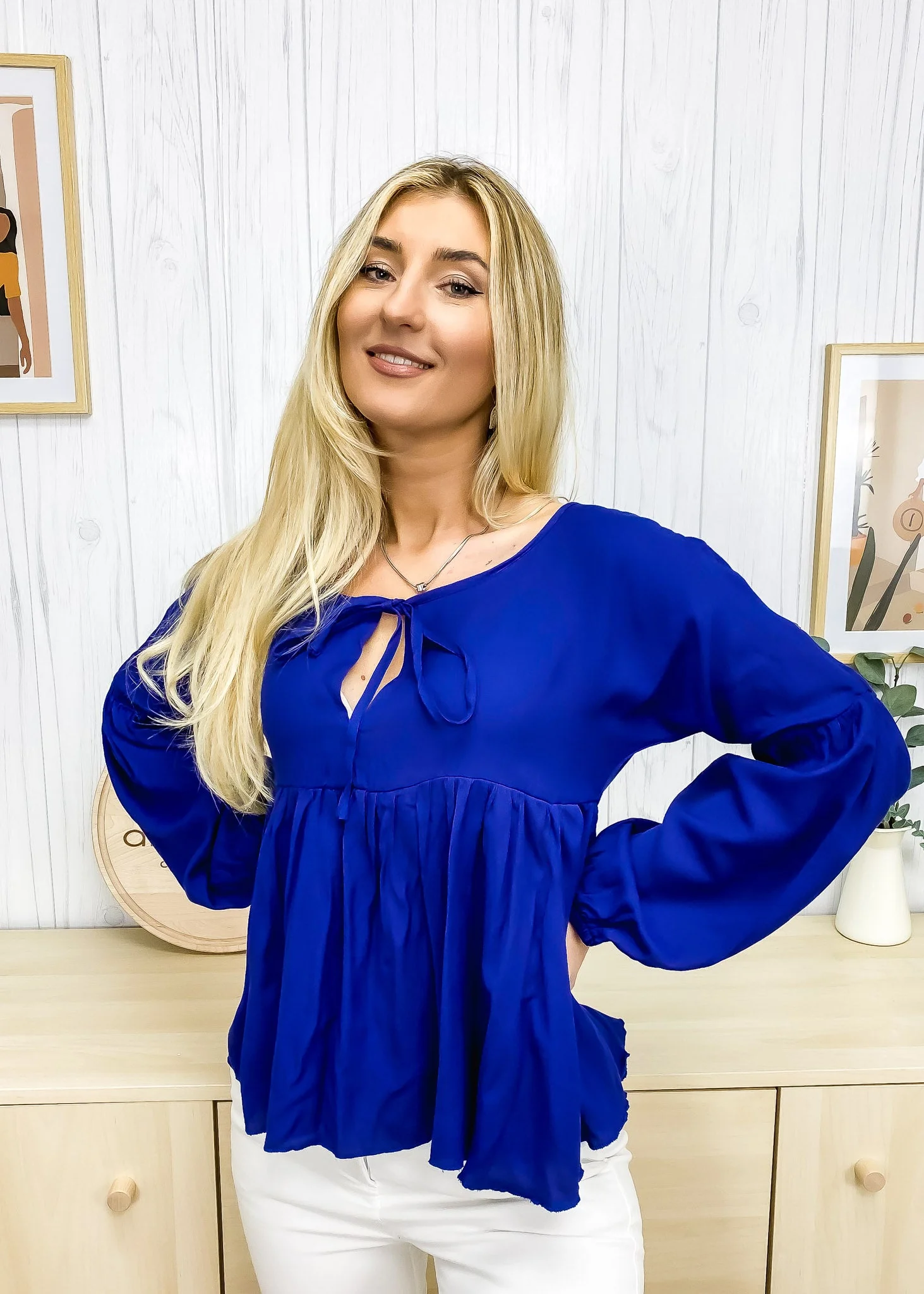Relaxed Light Gathered Blouse - Image 8