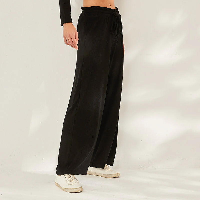 Relaxed Wide Leg Pants w/ Drawstring - Image 3