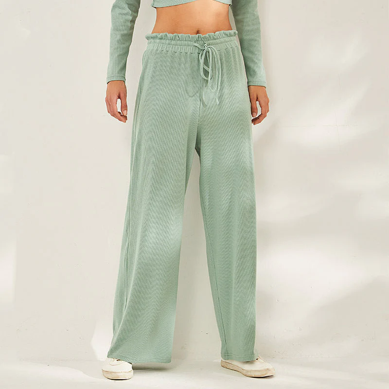 Relaxed Wide Leg Pants w/ Drawstring - Image 4