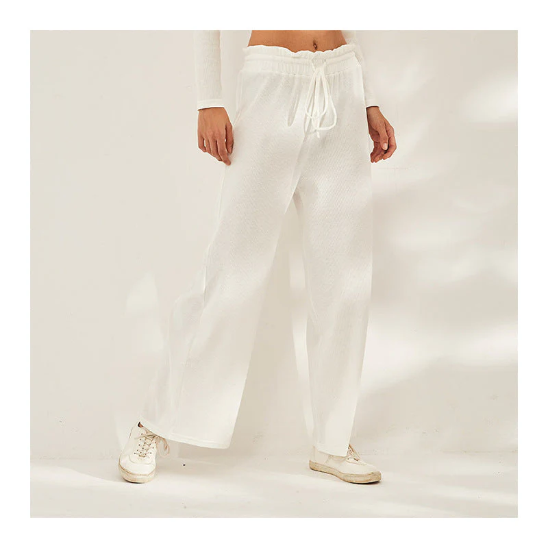 Relaxed Wide Leg Pants w/ Drawstring - Image 8