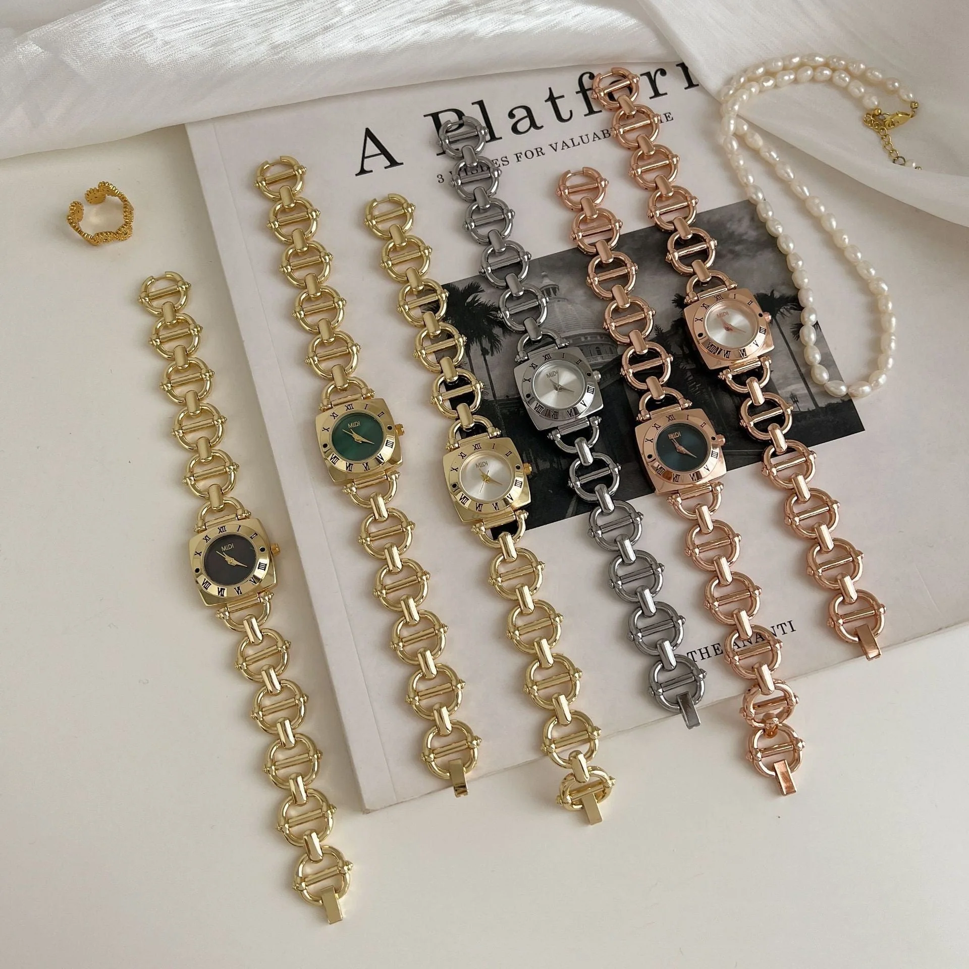 Retro Small Square Personality Chain Watch - Image 9