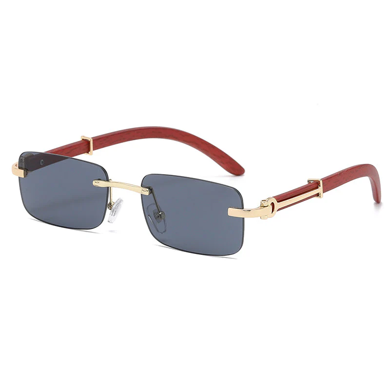 Retro Wooden Frame Sunglasses - Image 2