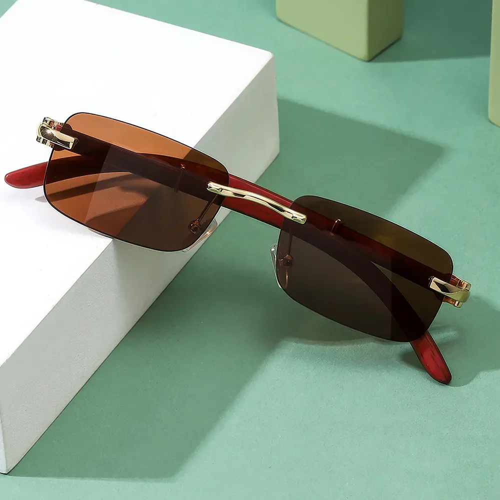 Retro Wooden Frame Sunglasses - Image 5