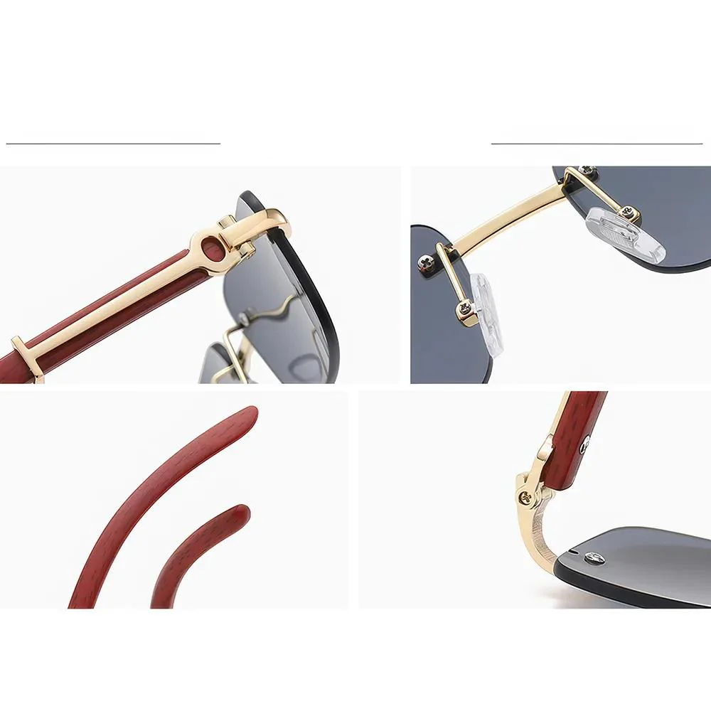 Retro Wooden Frame Sunglasses - Image 7
