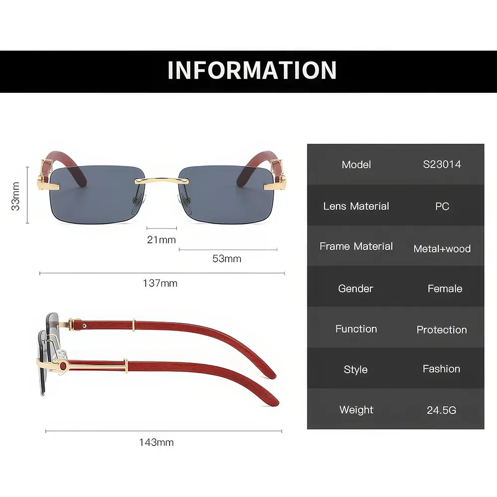 Retro Wooden Frame Sunglasses - Image 9