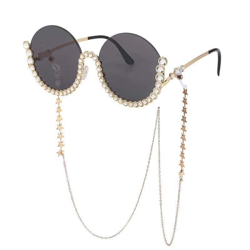 Rhinestone Round Diamond Sunglasses - Image 6