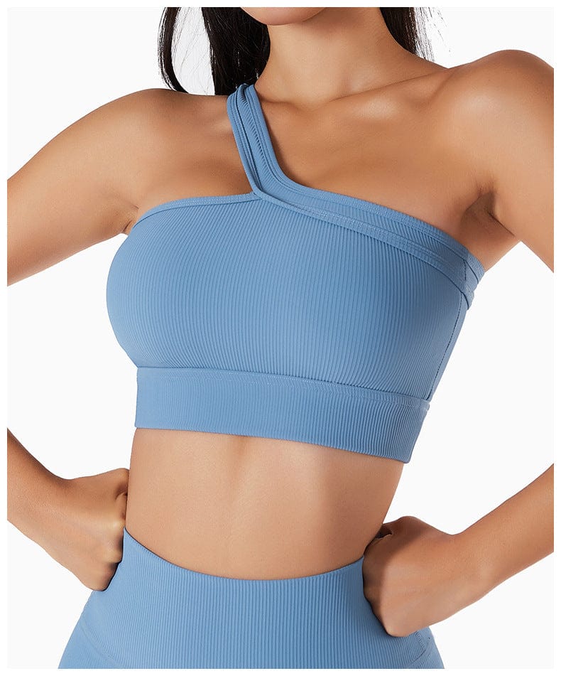Ribbed Asymmetrical One Shoulder Sports Bra - Image 5