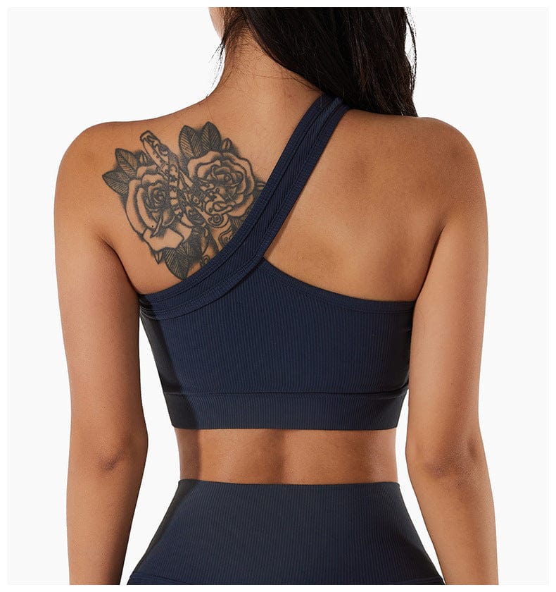 Ribbed Asymmetrical One Shoulder Sports Bra - Image 8