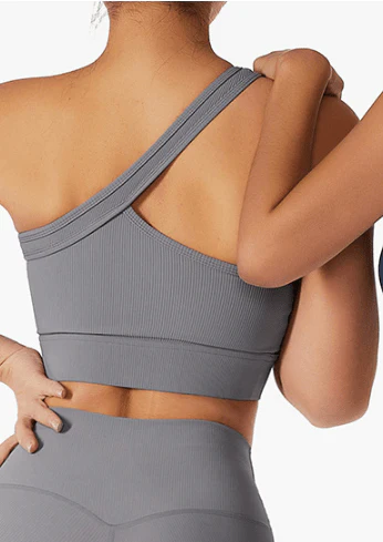 Ribbed Asymmetrical One Shoulder Sports Bra - Image 9