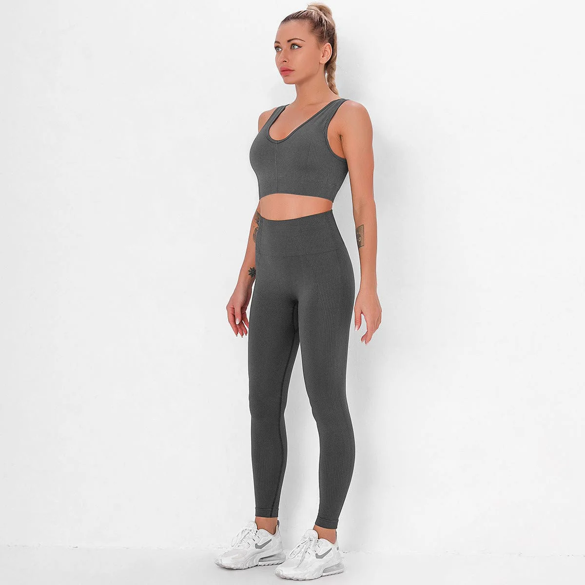 Ribbed Cropped Tank & Leggings Two Piece Set - Image 16