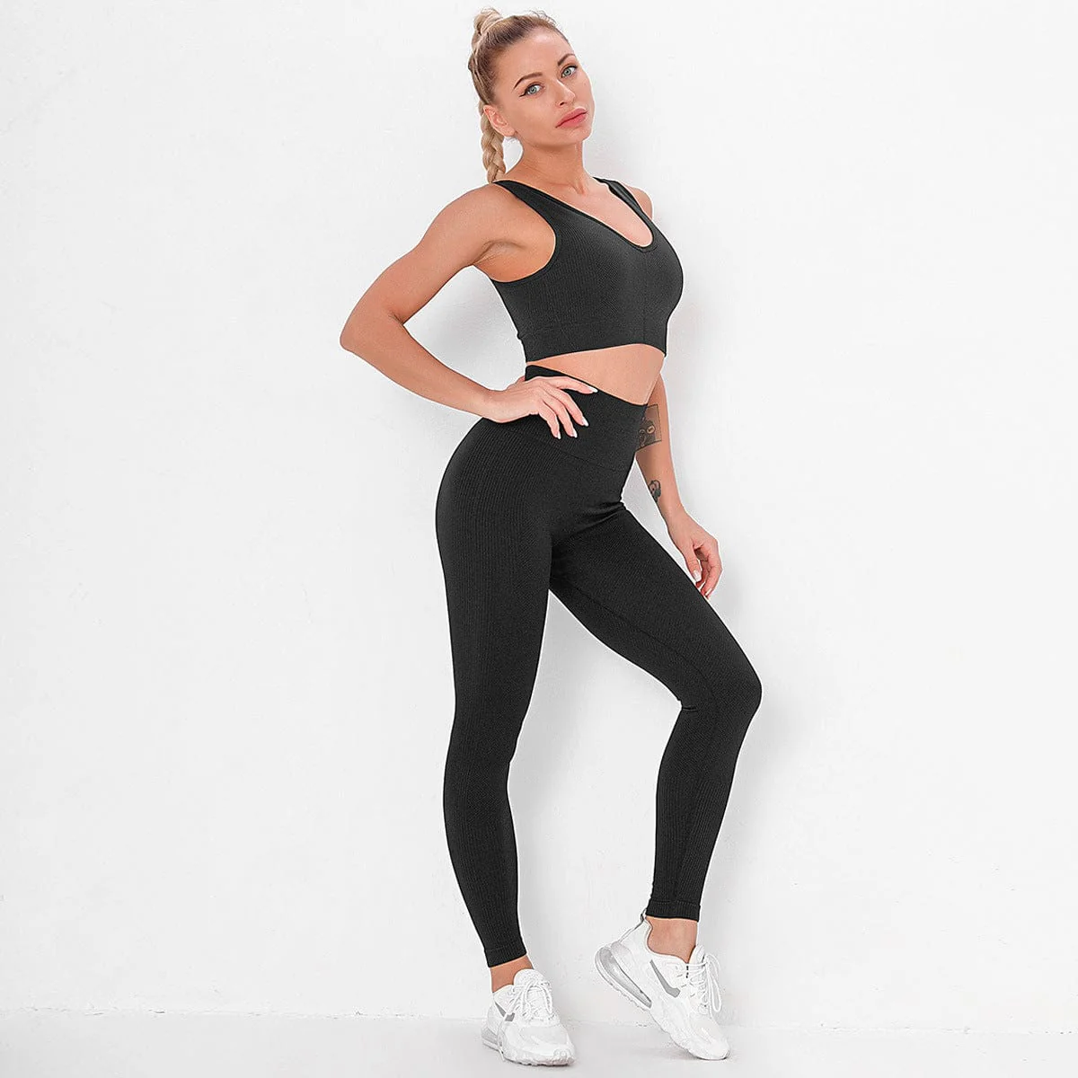 Ribbed Cropped Tank & Leggings Two Piece Set - Image 3