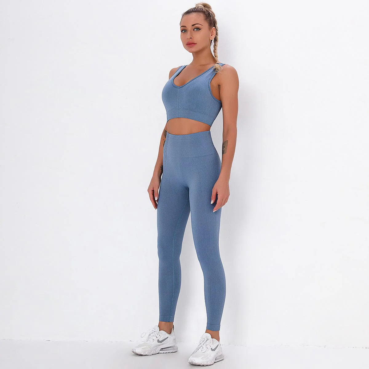 Ribbed Cropped Tank & Leggings Two Piece Set - Image 7