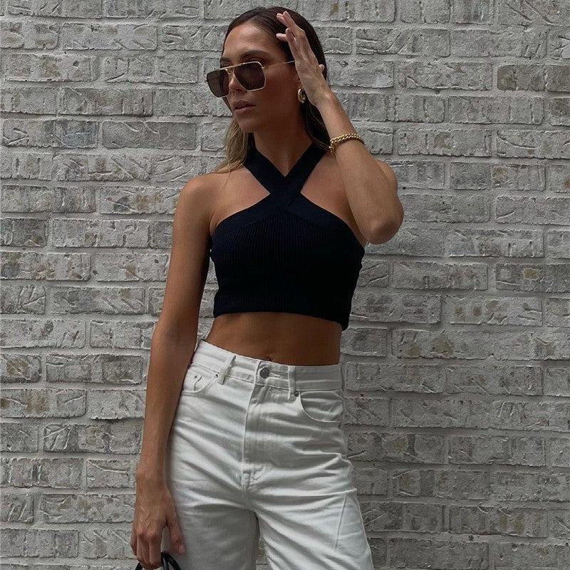 Ribbed Halter Racerback Crop Tank - Image 2
