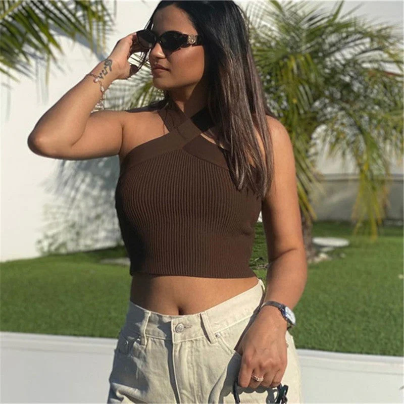Ribbed Halter Racerback Crop Tank - Image 5