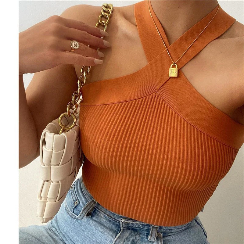 Ribbed Halter Racerback Crop Tank - Image 8