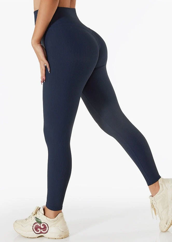 Ribbed High Rise Contouring Lifting Fitness Leggings - Image 10