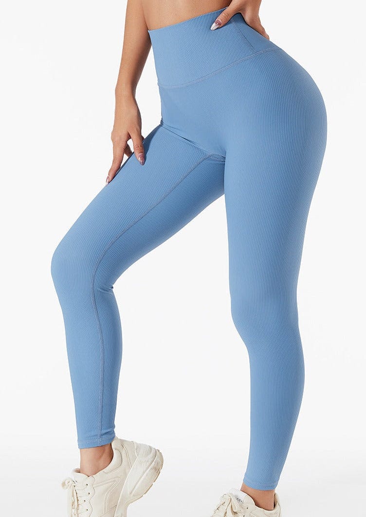 Ribbed High Rise Contouring Lifting Fitness Leggings - Image 5