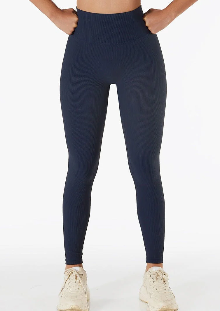 Ribbed High Rise Contouring Lifting Fitness Leggings - Image 8