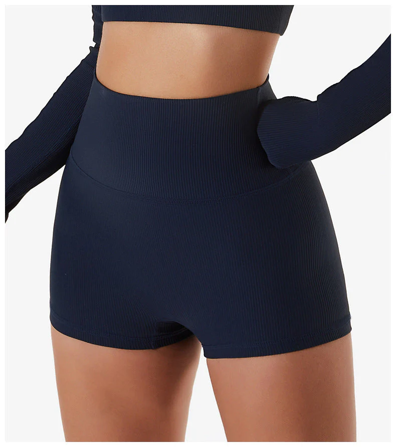 Ribbed High Rise Contouring Lifting Fitness Shorts - Image 10