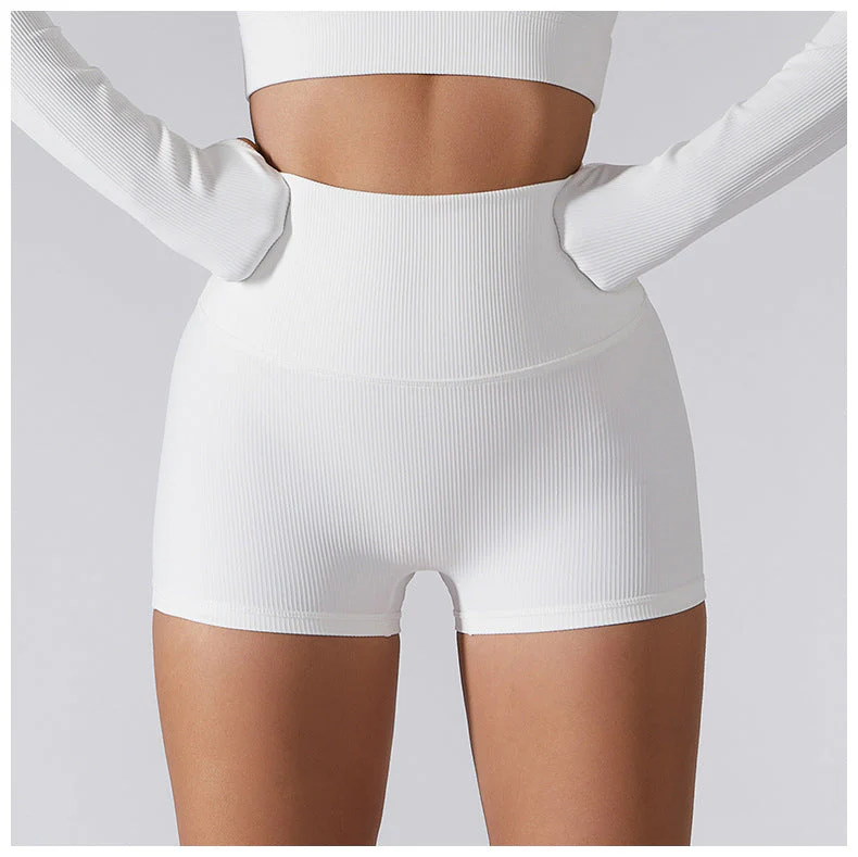 Ribbed High Rise Contouring Lifting Fitness Shorts - Image 12