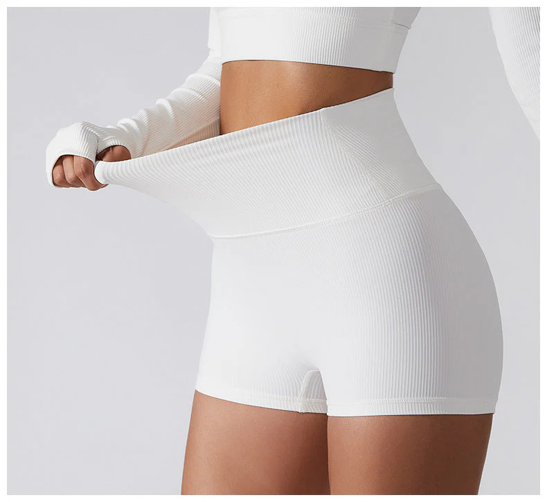 Ribbed High Rise Contouring Lifting Fitness Shorts - Image 15