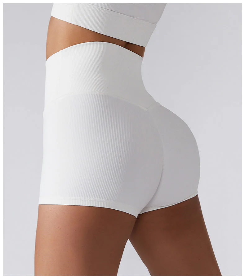 Ribbed High Rise Contouring Lifting Fitness Shorts - Image 16