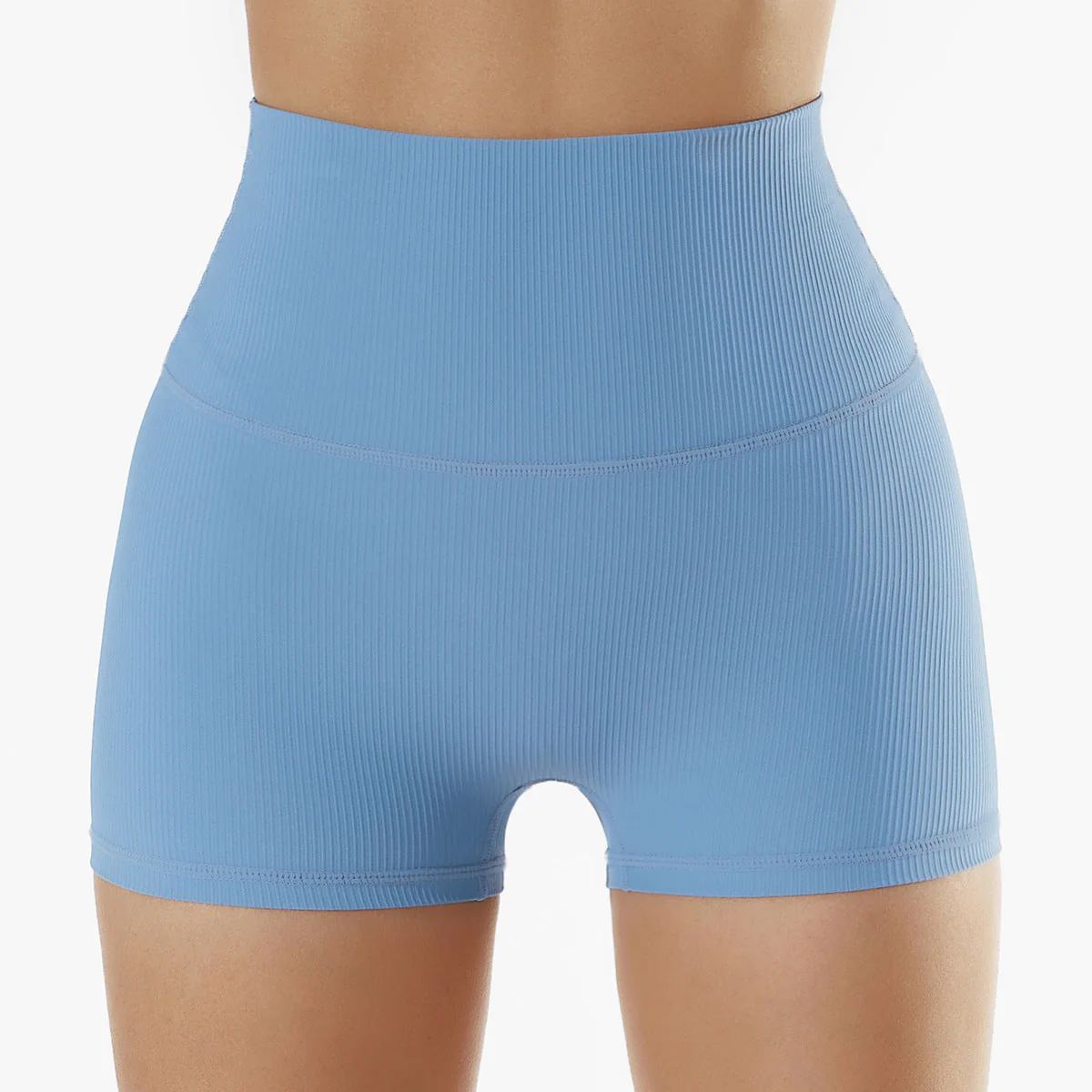 Ribbed High Rise Contouring Lifting Fitness Shorts - Image 2