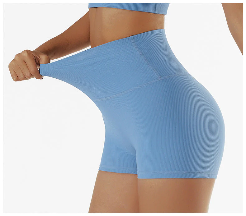 Ribbed High Rise Contouring Lifting Fitness Shorts - Image 5