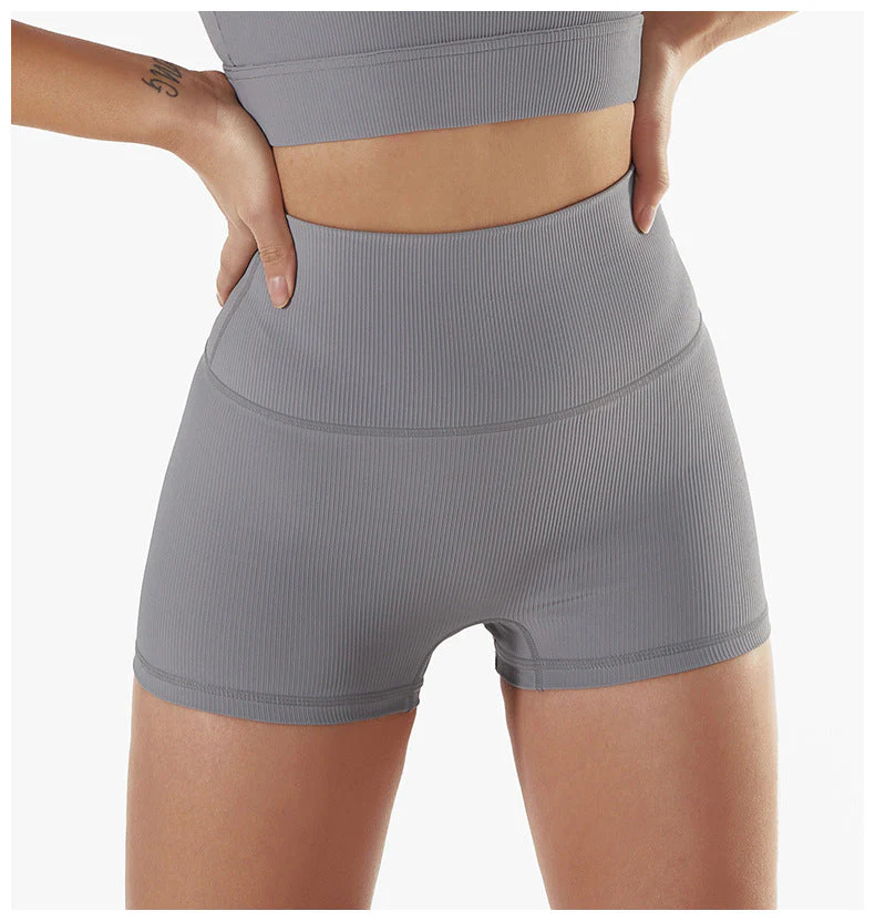Ribbed High Rise Contouring Lifting Fitness Shorts - Image 8