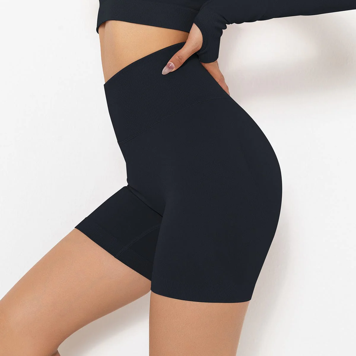 Ribbed High Rise Sculpting Biker Shorts - Image 5