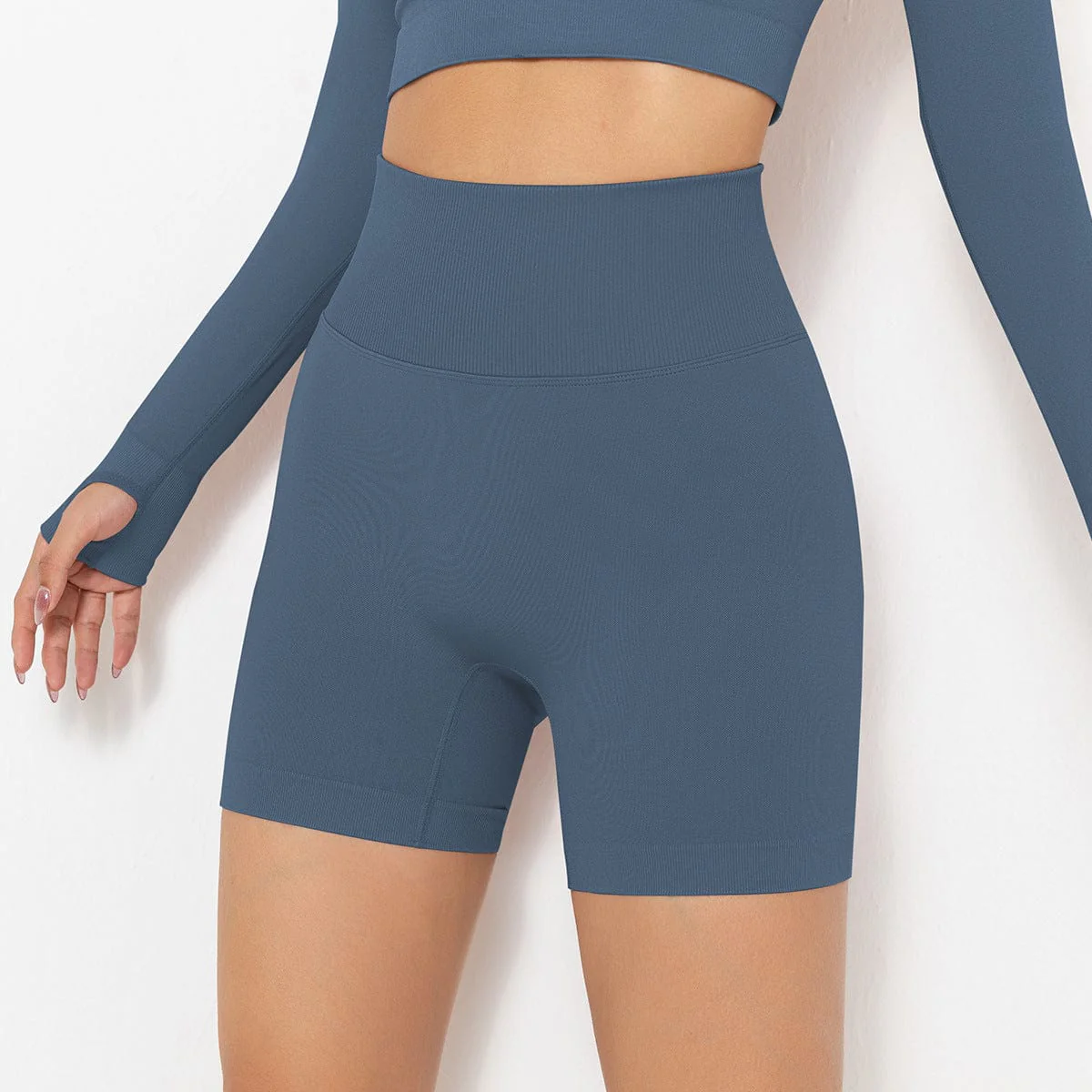 Ribbed High Rise Sculpting Biker Shorts - Image 6