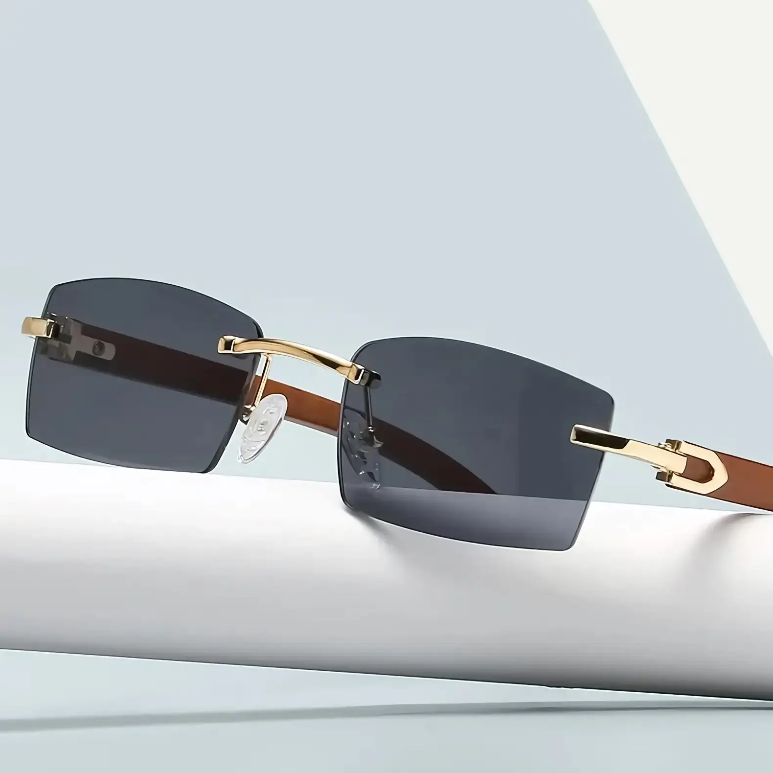 Rimless Wooden Sunglasses - Image 10