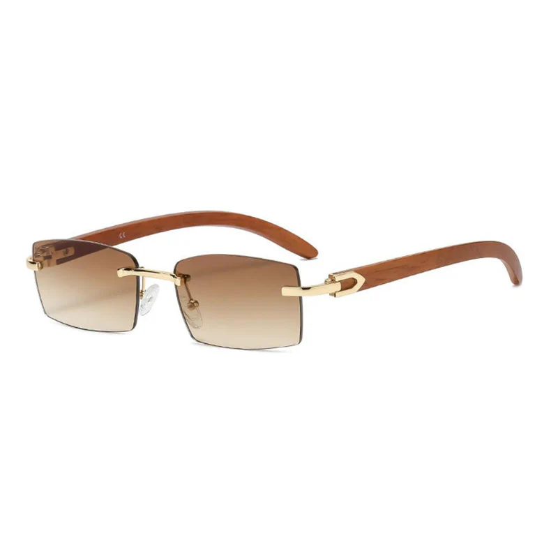 Rimless Wooden Sunglasses - Image 3