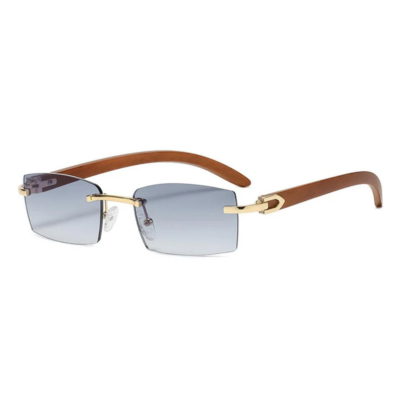 Rimless Wooden Sunglasses - Image 4