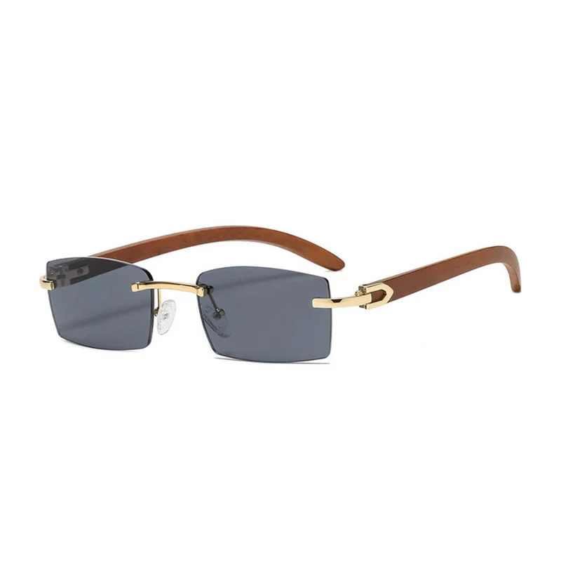 Rimless Wooden Sunglasses - Image 5