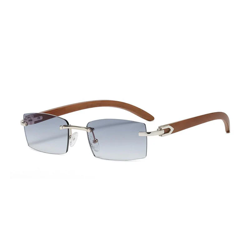 Rimless Wooden Sunglasses - Image 6