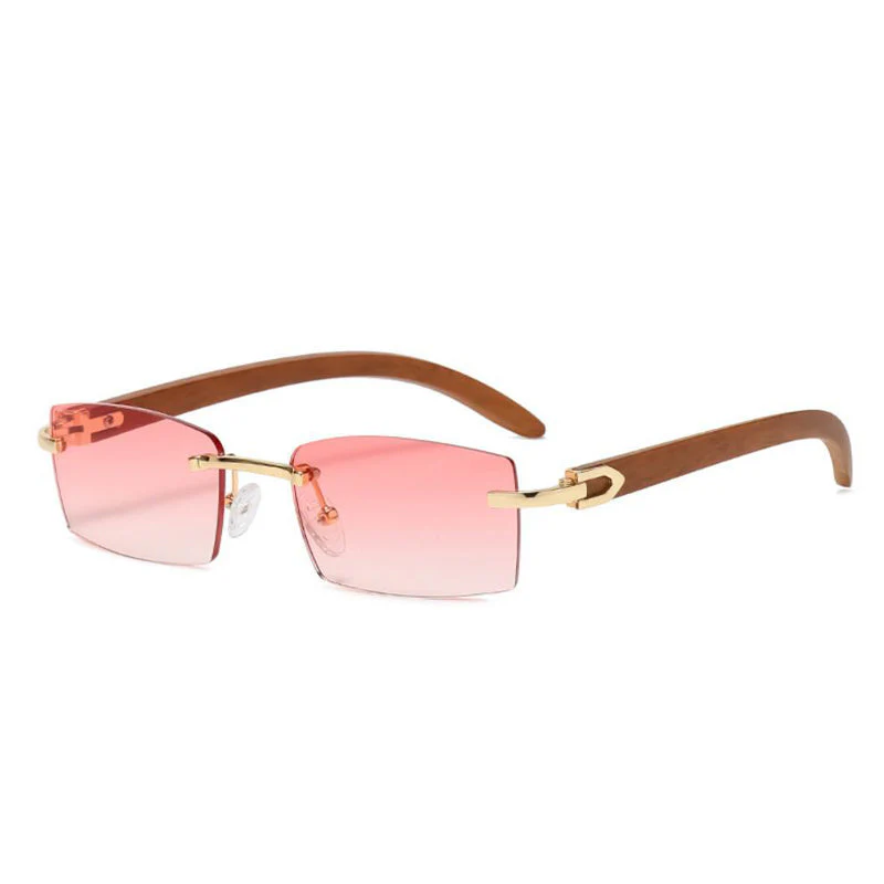Rimless Wooden Sunglasses - Image 7