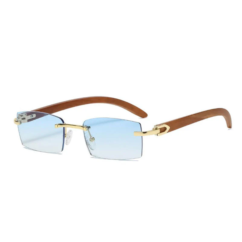 Rimless Wooden Sunglasses - Image 8