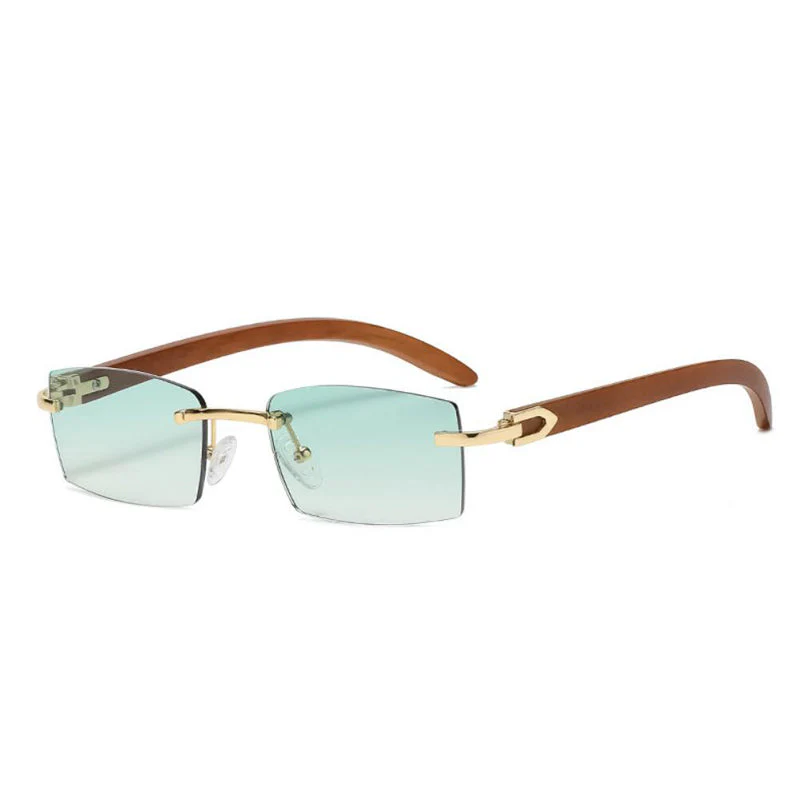 Rimless Wooden Sunglasses - Image 9