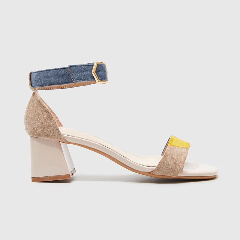 Ankle Strap Heeled Sandals Beige - Image 2
