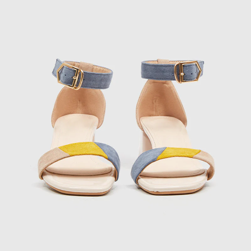 Ankle Strap Heeled Sandals Beige - Image 3