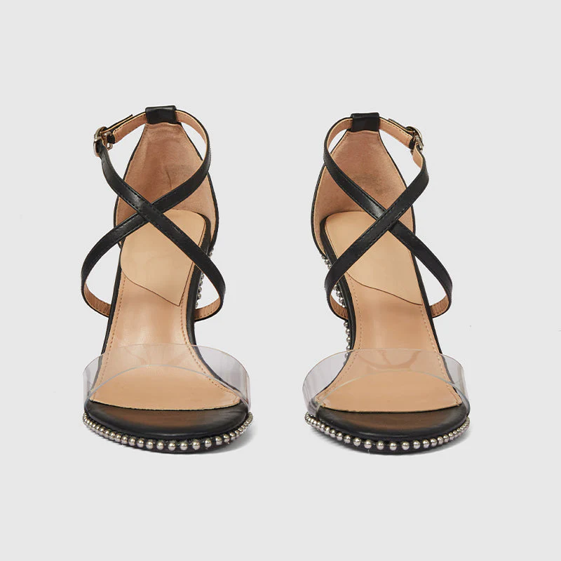 Ankle Strap Heeled Sandals Black - Image 3