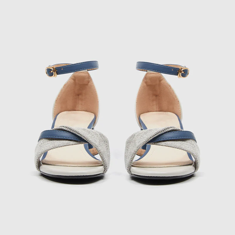 Ankle Strap Heeled Sandals Blue - Image 3