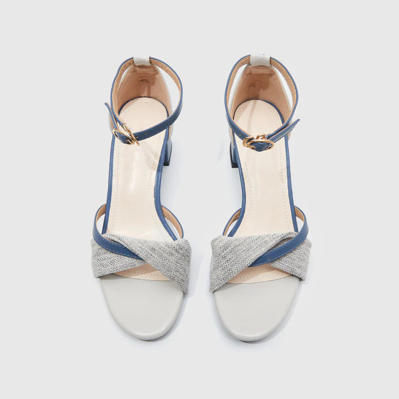 Ankle Strap Heeled Sandals Blue - Image 5