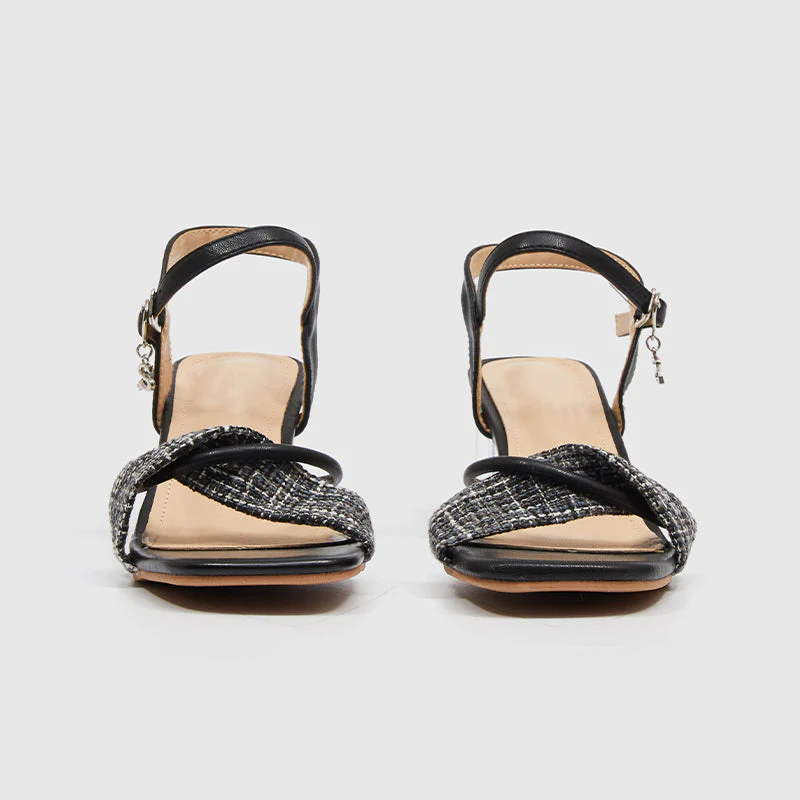 Ankle Strap Heeled Sandals Black - Image 3
